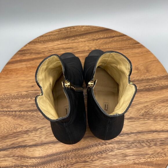 Paul Green Shoes Bellini Black Suede Open Toe Heel Booties Size 7.5 Double Zip - Picture 5 of 8